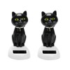 2Pcs Black Solar CatDoll Dancing Cat,Figure Car Ornament,Dancing Ornaments Solar