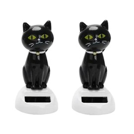 2Pcs Black Solar CatDoll Dancing Cat,Figure Car Ornament,Dancing Ornaments Solar Powered Car Decoration, Desktop Deco, Gift Window Party Car,Desk Home Furniture for Display,Learning and Education，Kits