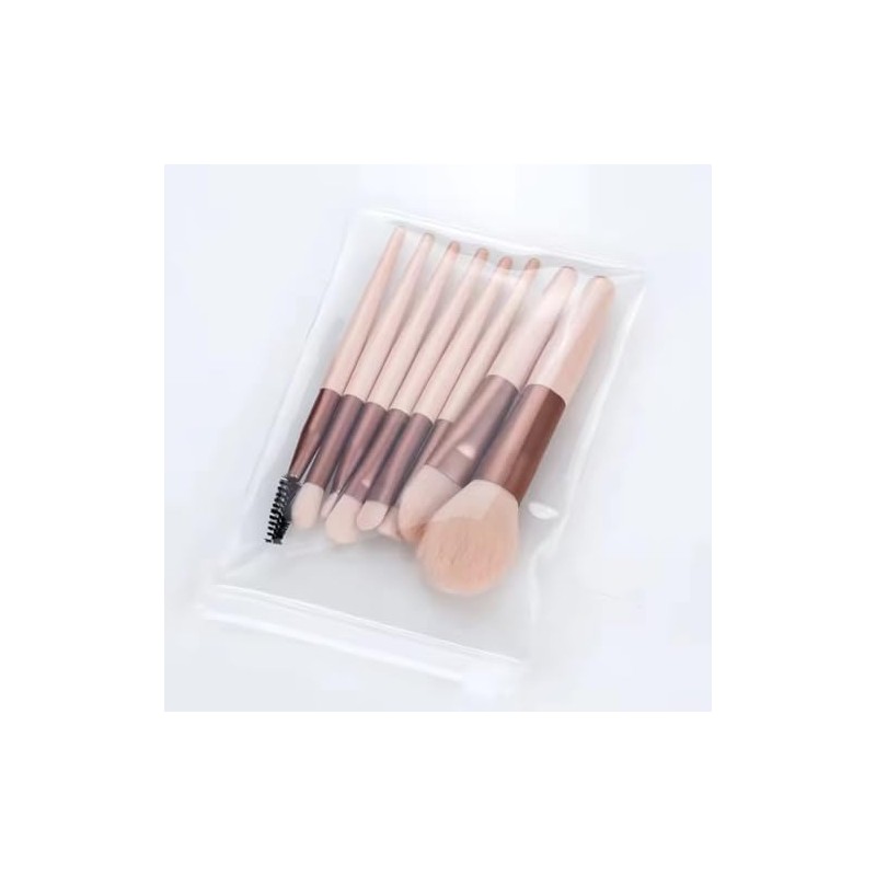 8-Piece Plastic Handle Makeup Brush Set, Assorted Colours (Pink)