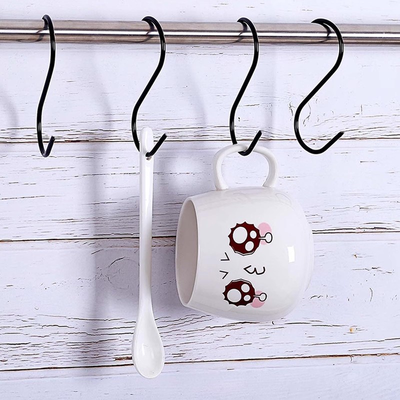 gvivej Pack of 24 S Hooks, S Shaped Hooks, Black