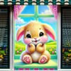 BlissYard Easter Decoration Window Cover Bunny Easter Banner Bunny Background