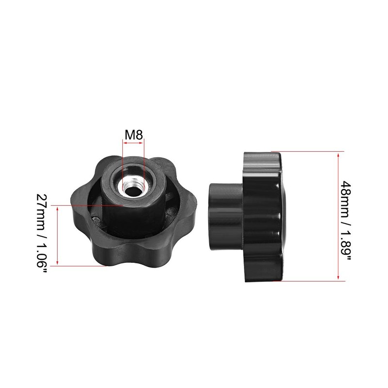 uxcell Clamping Handle Screw Knobs Handle M8 Threaded Through Hole