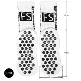 HUKUMA Football Socks, Football Socks 39-46 Men Women FS Football Socks, Non-Slip Grip Socks, Tape Design for Men Women Football Basketball Running Tennis, 3 pairs 6-11, 39-46