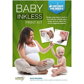 Inkless Wipe Hand & Foot Print Kit by Save The Moment - 2 Standard Coated Papers & 1 Inkless Wipe (Black)