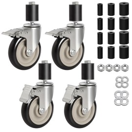 5 Inch Prep Table Wheels, Expanding Stem Caster Wheels Set of 4 with Dual Locking,Fit for 7/8'',1-1/4'',1-1/2'',1-5/8'' Tube Legs for Stainless Steel Tables,Carts,Furniture,Kitchen Workbenches(1400lbs