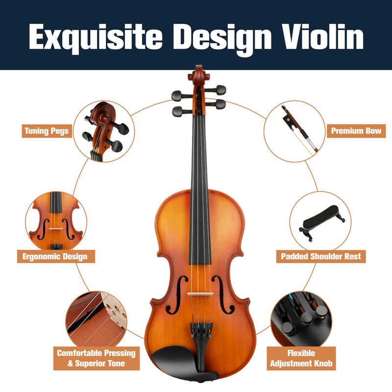 Mendini by Cecilio Violin 4/4 Full Size Kit For Beginners
