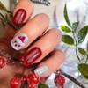 Christmas False Nails, 24 Pieces Christmas Red False Nails Set,