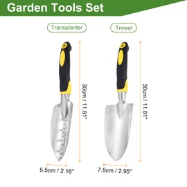 HARFINGTON 2pcs Garden Hand Shovels 11.8" Measurements Aluminum Transplanting Trowel Small Gardening Hand Tools for Planting, Yellow