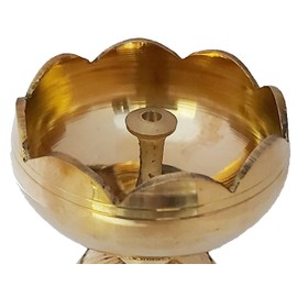 Handmade Indian puja Golden Oil lamp for Diwali Pooja Article akhand Diya for Pooja Purpose (Diya-03)