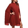 Rooscier Women's Mock Neck Cloak Sleeve Pleated Keyhole Back Flowy