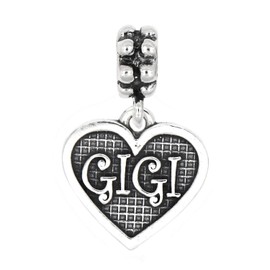 LGU Sterling Silver Oxidized Gigi Grandmother Dangle Bead Charm
