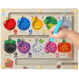 XIAOYANGKEJI Laberinto Magnético Juguetes Montessori, Juguetes Didácticos para Niños, Juego de Habilidades Motoras Finas de Aprendizaje Preescolar, Ju