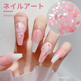 Nail Parts, Cherry Blossom, Hologram, 6 Colors, Cherry Blossom Petals, Thin Cute, Nail Holo, Gold Filigree Enclosed Parts, Flowers, Nail Art, Deco Parts, Nail Art, Gel Nail