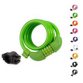 Titanker Bike Lock, 4 Feet Security Resettable Combination Coiling Bike Cable Locks with Mounting Bracket, 1/2 Inch Diameter (Green)