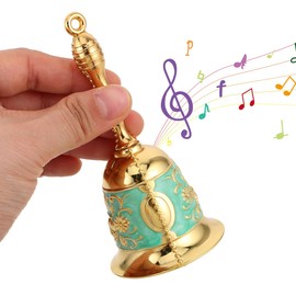 FRCOLOR Retro Hand Bell Handheld Bell Bedside Senior Horse Bell Wrist Bell Butler Bell Handmade Trinket Small Bell Dinner Bell Stalbell Metal Light Green