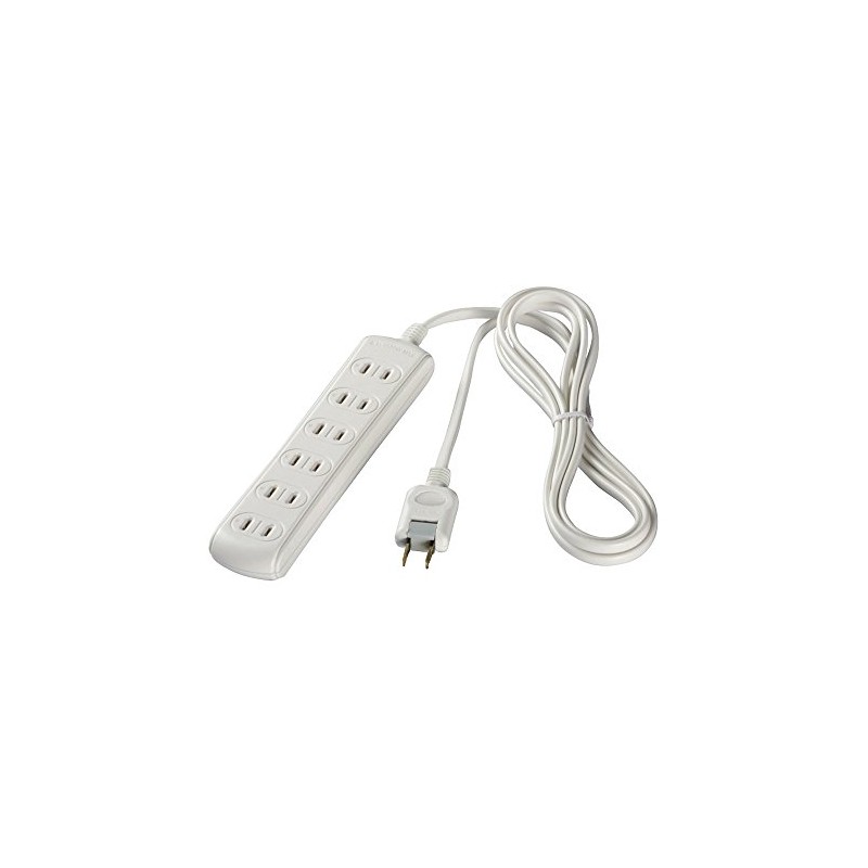 BUFFALO BSTAPST2610WH 2-Pin Power Tap, 6 Count, Standard, 3.3 ft