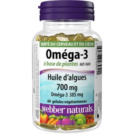 Webber Naturals Plant-Based Omega-3, 60 Softgels, Fish-Free Source of Omega-3, From Sustainably Cultivated Algae, Vegan