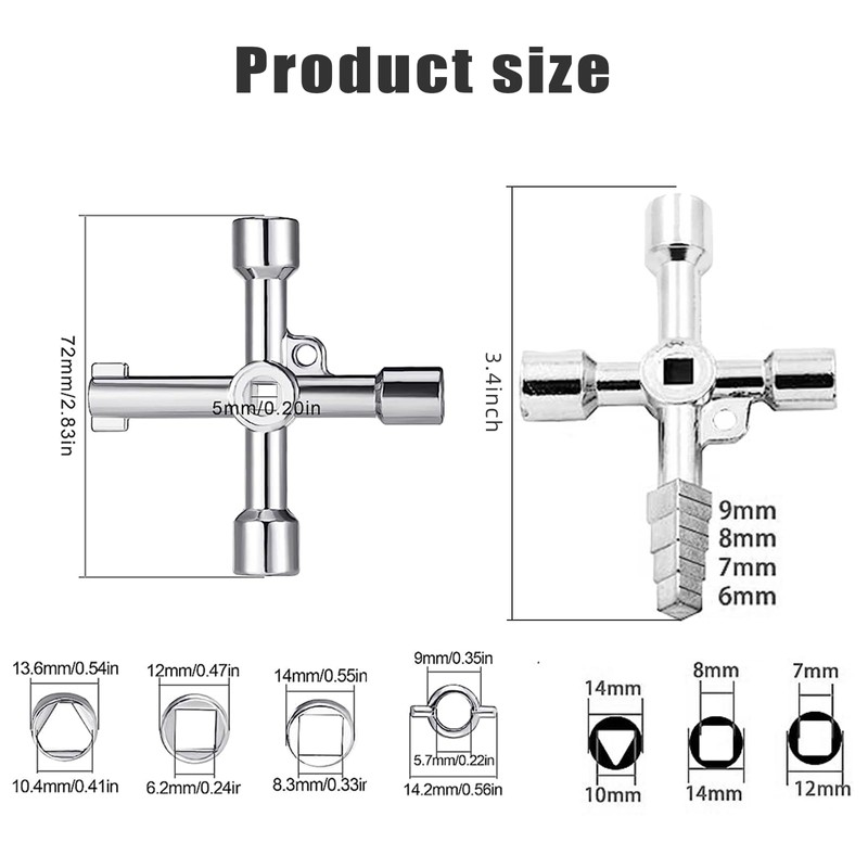 XZEIT Set of 3 control cabinet keys, universal, square key,