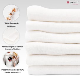 Muslin Cloths - Muslin Nappies - Pack of 6, 70 x 80 cm - Baby Burp Cloths