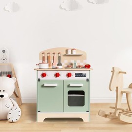 ROBUD Wooden Play Kitchen for Kids, Toddler Pretend Play Kitchen Set, Chef Kids Cooking Set, Toy Kitchen Set for Kids Boys Girls Ages 3 to 8 play food