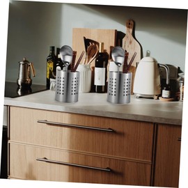 ABOOFAN 2Pcs Stainless Steel Draining Container for Utensil Storage Practical Kitchen Organizer for Cutlery Chopsticks Forks for Home Restaurant Use