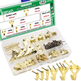 Aienxn 103PCS Heavy Duty Picture Hanging Kit Holds 10-100lbs, Picture Hangers with Nails, Professional Picture Hangers on Drywall/Wooden for Picture Frame, Office Pictures, Canvas, Clock
