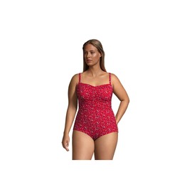 Lands' End Womens Chlorine Resistant Sweetheart One Piece Swimsuit Control Compass Red Multi Stars Plus 26w