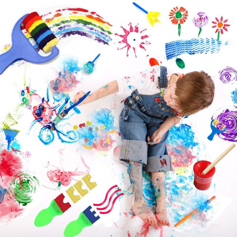Surplex 65 pcs Sponge Paint Brushes Kits Kids Painting Set