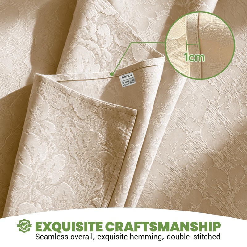 Woven Floral Jacquard Tablecloth 60 x 84 Inches Warm Taupe