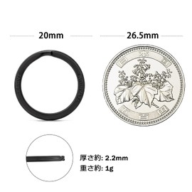 TI-MULTI (Ti) Titanium Black Key Holder Ring Lightweight Outer 0.8 inch (20 mm) / 25 mm / 28 mm / 4 pcs