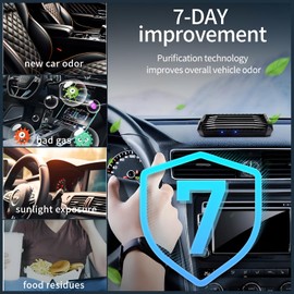 Solar-Powered Car Air Purifier with USB Charging & Ozone Odor Elimination - Portable HEPA Filter-Free Ionizer for Pet Odors, VOCs - Compact, Silent, Best for Car Use (8813 carbon fiber)