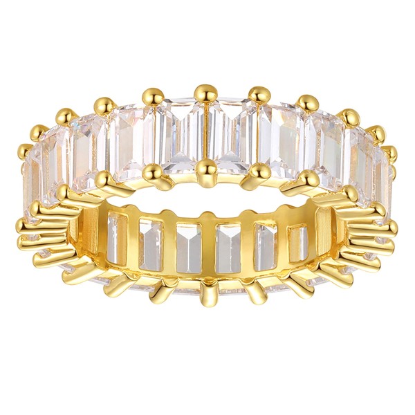 Nossa Transparent CZ Baguette Eternity Band(5 Carat) | Gold Stackable