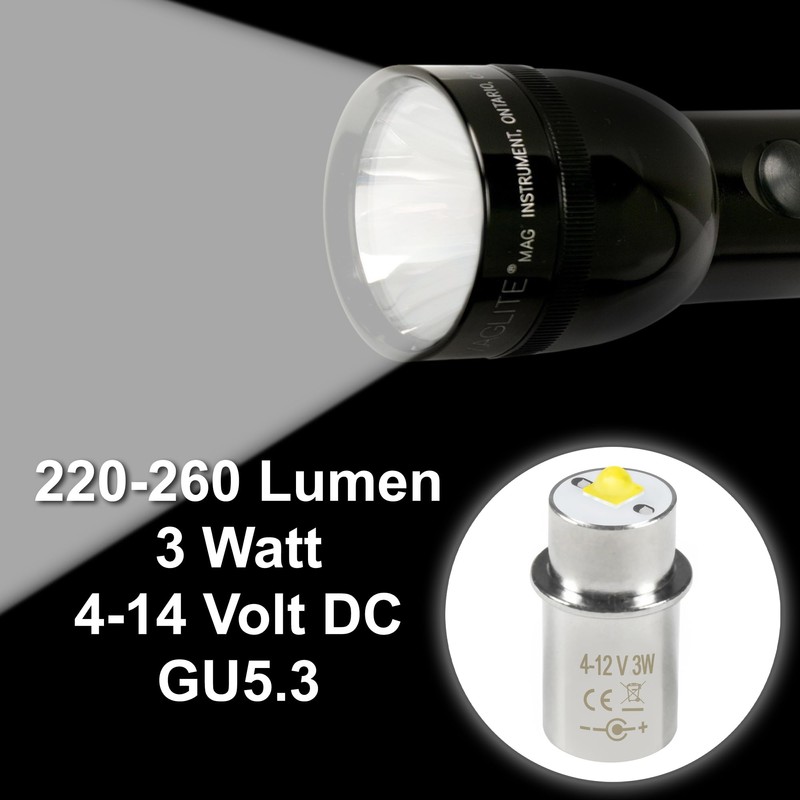 HQRP High Power 3w LED Bulb Compatible with Maglite ST3D016