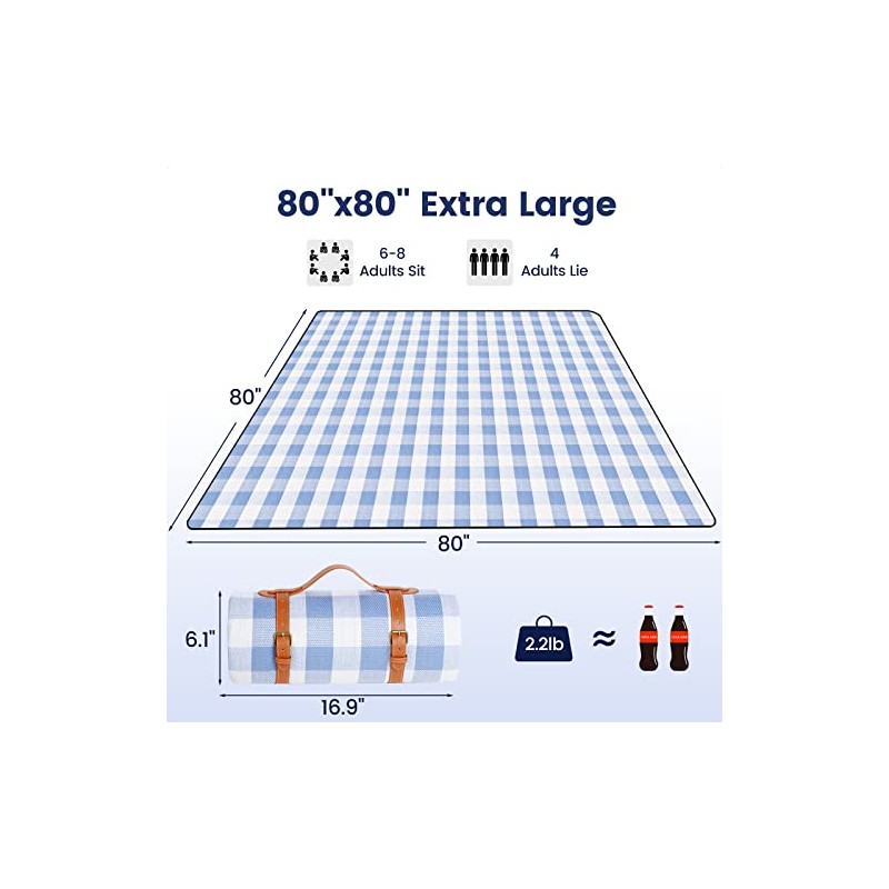 sapsisel - Manta de Picnic de 80 x 80 Pulgadas,