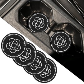 QZTYTY 4PCS Cow Print Car Cup Coaster, Car Cup Holder Coaster, 2.75 Inch Anti-Slip Auto Cup Holder Insert Coaster, Drink Cup Holder Coasters Auto Accessories for Women & Men (Beautiful Flower)