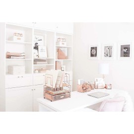 BLU MONACO Rose Gold Desk Organizers and Storage Accessories Desktop Rack File Organizer
