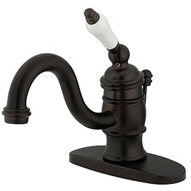 Kingston Brass KB3405PL Victorian 4-Inch Centerset Lavatory Faucet, Oil Rubbed Bronze with Porcelain Lever Handle