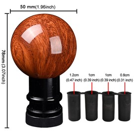 XhuangTech Wood Grain Car Gear Knob, Round Ball Aluminium Car Gear Knob for Most Manual Automatic Cars, Gear Lever Stick Knob with 3 Adapters 8 mm 10 mm 12 mm (Red)