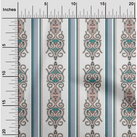 oneOone Velvet White Fabric Damask Quilting Supplies Print Sewing Fabric by The Yard 58 Inch Wide