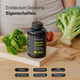 Verdauungsenzyme - 10 Enzyme einschließlich Bromelain und Papain, Hohe Konzentration - 200mg pro Kapsel - 180 Vegane Kapseln - Geeignet für Alle Diäten - Ohne Zusatzstoffe, Glutenfrei