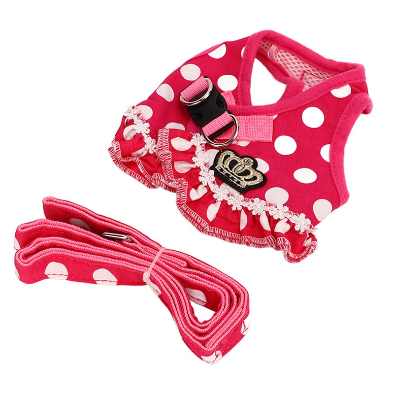 Dog Harness Leash Adjustable Escape Proof Breathable Safe Dots Design