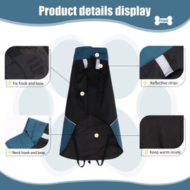 BWBIKE Waterproof Dog Raincoats Windproof Dog Winter Outdoor Jackets Dogs Cold Weather Coats Reflective Dog Warm Windbreaker with Hole for Dog Leash, Black, S