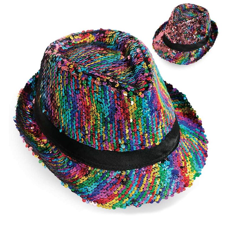 KarnevalsTeufel Trilby Party Hat Disco Hat Summer Hat Reversible Sequins