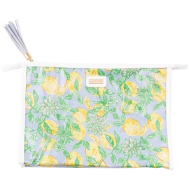 Lilly Pulitzer Makeup Bag, Cosmetic Bags for Women for Traveling or Everyday Use, Travel Toiletry Bag with Zipper, Make Lemonade