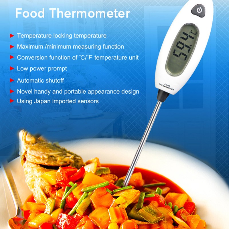 Food Thermometer Digital LCD Display Stainless Steel Probe for Home