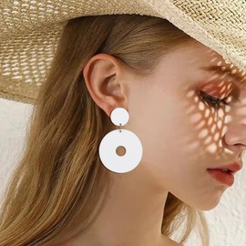 70s Earrings for Women Retro Earrings Acrylic White Earrings for Women Dangle Disco Earrings 70s Jewelry Groovy Earrings 70s Accessories (style 5)