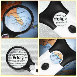 Chefic Lupe mit Licht, 3X 45X Fach Beleuchtete Leselupe mit 3 LED, Beste Handlupe Vergrößerungsglas für Senioren lesen, Kinder Hobby, Handwerk und Schmuck-Hohe Klarheit & Leichtgewicht