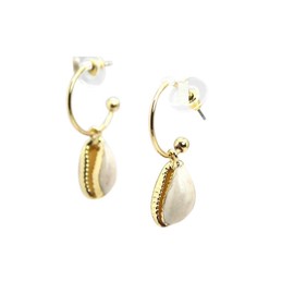 BellaMira Lifestyle Accessories 'Spirit of the Ocean' Cowrie Shell Layer Necklace or Earrings Gold Plated (as chosen) Elegant Jewellery Gift Boxed ('Spirit of the Ocean' Shell Hoops)
