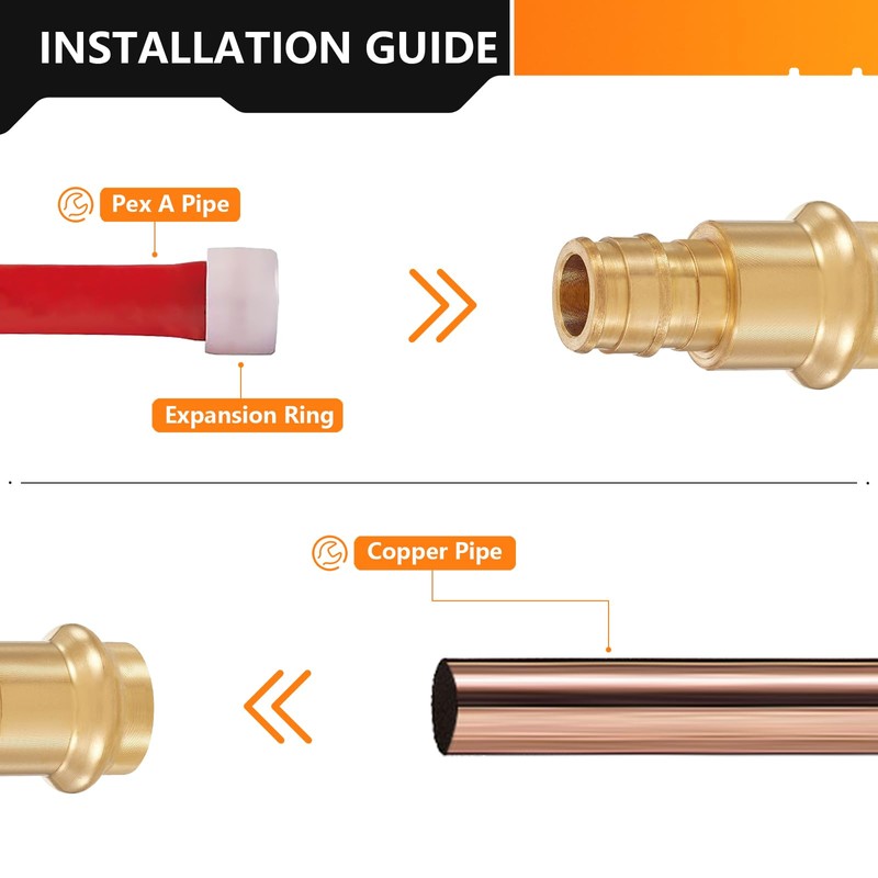 10-Pack HeSun Copper Press Fitting Adapter,1/2" PRESS X 1/2" PEX-A