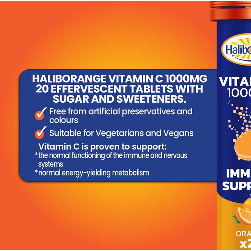Haliborange Seven Seas Effervescent Vitamin C Tablets, Orange, 20 count